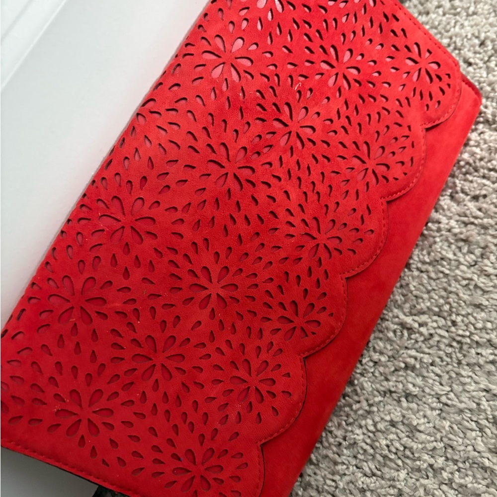 Aldo Red Floral Pattern Clutch